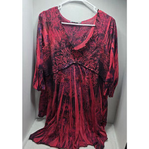 Women's Unity World Wear Red Black Tunic XL witchy gothic